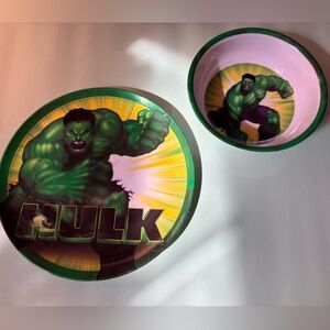 Vintage 2003 Hulk plate & bowl